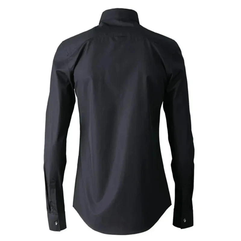 Slim Fit Long Sleeve Shirt Embroidered Rose Flower Alloy Rivet Men's Fashion I.T  Golden Alliance Ethnic Clothing