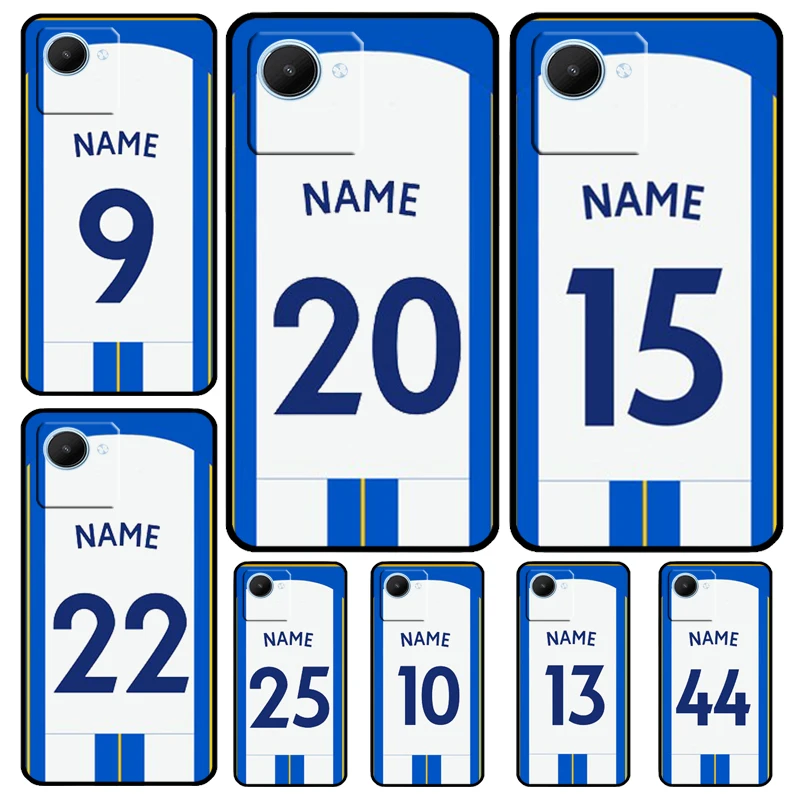 Custom Football Number Name Case For Realme C33 C55 C30 C31 C35 C53 C11 C15 C25s C21Y GT Neo 5 3T 2T 9 10 11 Pro Plus