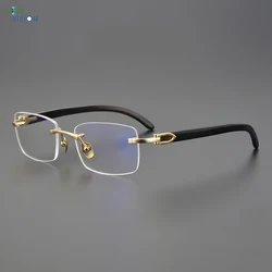 2025 Natural Buffalo Horn Rectangular Glasses Frame Men Handmade Design Frameless Optical Eyewear Women Myopia Reading Eyeglass
