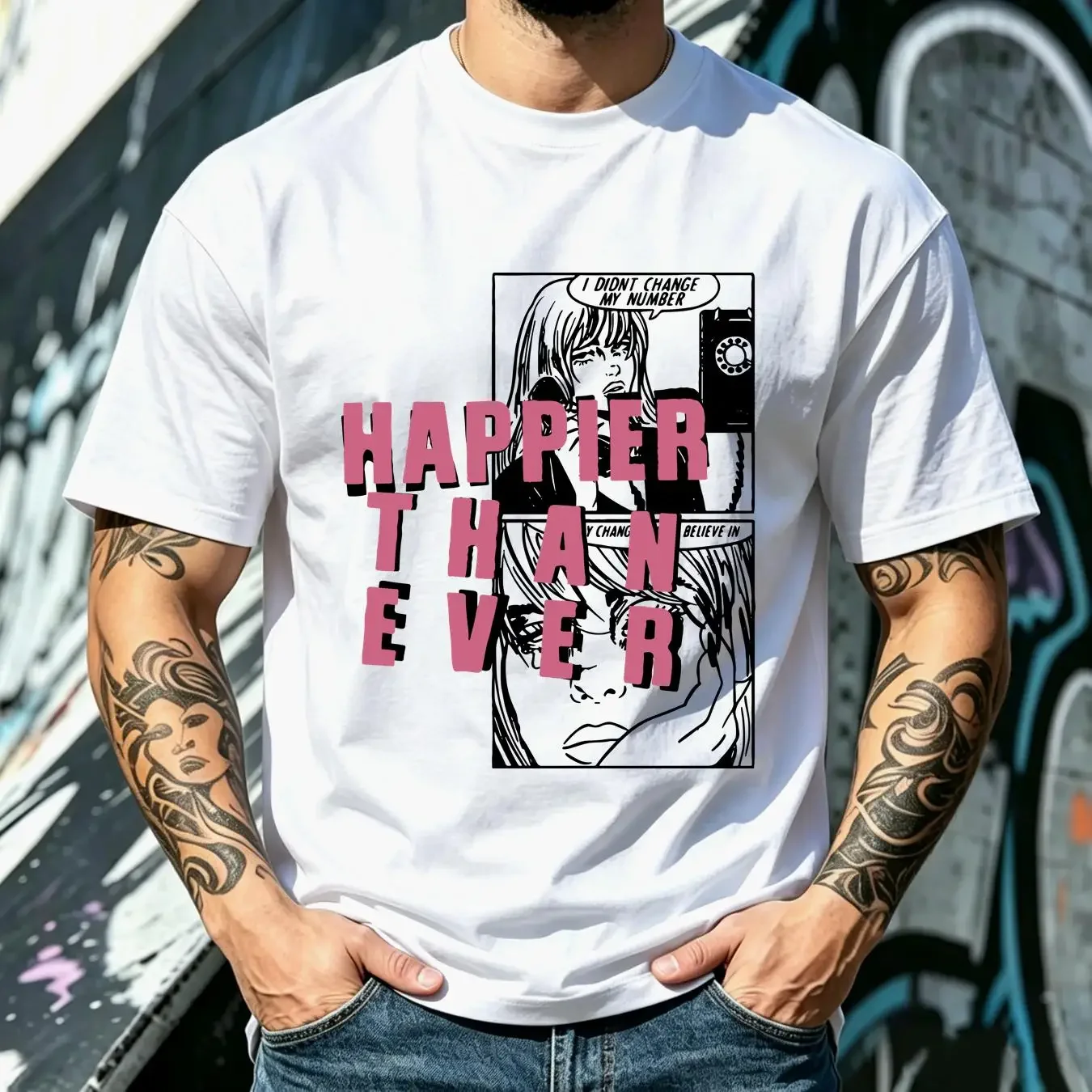 washed T Shirt Happier Than Ever I Didn't Change My Number Billie Aesthetic Inspired long or short sleeves vintage Washed