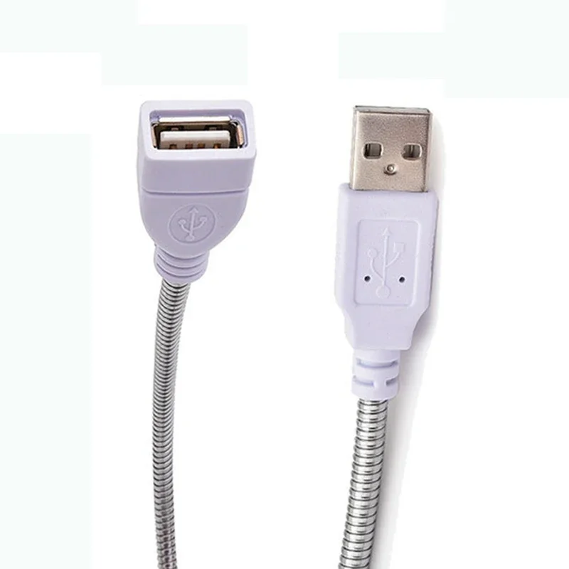 USB rozszerzenie męskie i żeńskie kabel wentylator z lampką LED kabel Adapter elastyczny wąż metalowy przewód zasilający 4 rdzeń miedziany