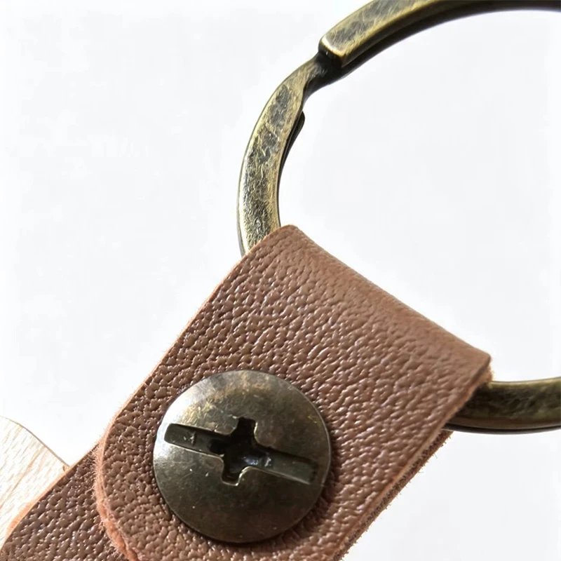 40Pcs Smooth Surface Rectangle Wood Key Blank, Anti-Scratch Rounded Edge Wooden Keyring with Reinforced Leather Strap