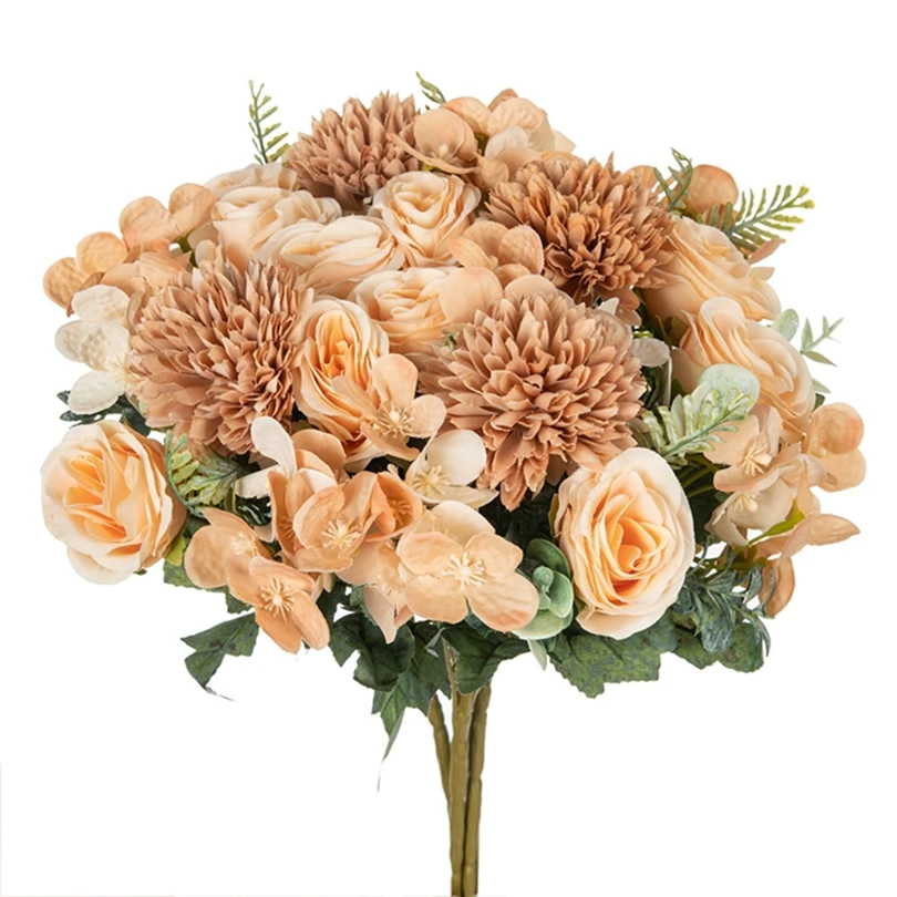 

5PCS Artificial Flowers Silk Roses Table Centerpieces Fake Plant Wedding Bride Bouquet Room Party Gift Fresh Arrangement Product