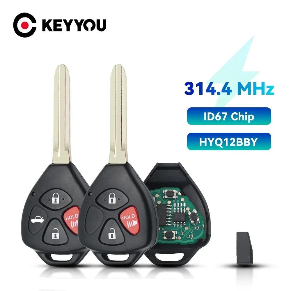 

KEYYOU Remote Car Key For Toyota RAV4 Hilux Camry 314.4Mhz HYQ12BBY ID67 Chip