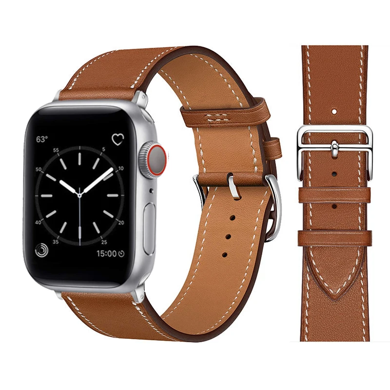 Bracelet en cuir pour Apple Watch, Bracelet Single Tour, iWatch Series 6 SE 7 8 Ultra 2 9 45mm, 44mm, 45mm, 40mm, 49mm, 41mm, 42mm, 38mm