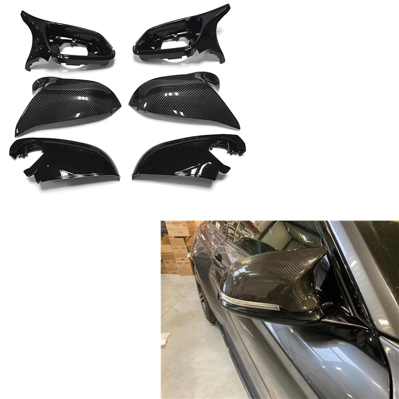 6PCS Carbon Fiber M3 OX-horns look Mirror cover For BMW 1 2 3 4 Series F20 F21 F22 F23 F30 F31 F32 F33 F36 GT F34 E84 F87 2013