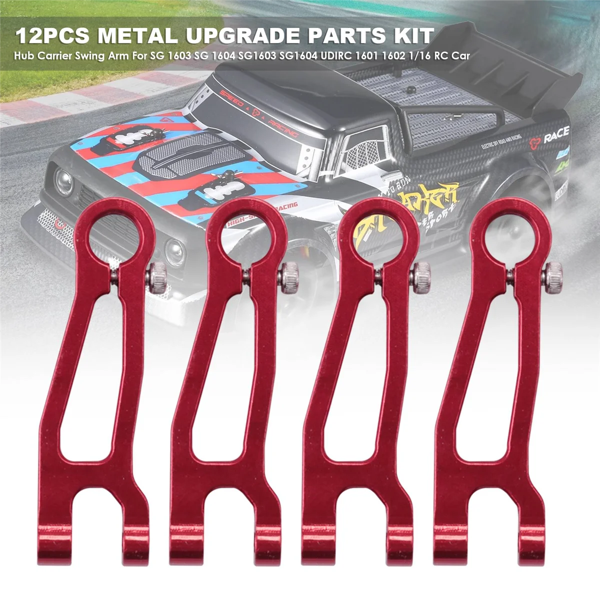 BAAA-12Pcs مجموعة قطع غيار معدنية ترقية محور الناقل سوينغ الذراع ل SG 1603 SG 1604 SG1603 SG1604 UDIRC 1601 1602 1/16 RC سيارة، أحمر