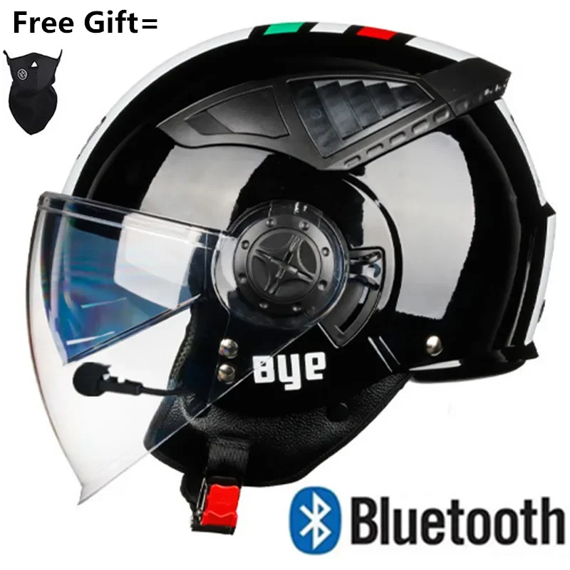 DOT Certification Open Face Bluetooth Motorcycle Helmet Scooter Helmet Motorcycle with Bluetooth Headset Electric Bike Helmet