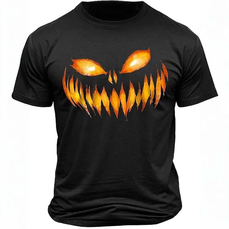 New Fashion Halloween Pattern Printed Short Sleeve Fashion Multi functional Round Neck T-shirt Top Men's Street Clothing