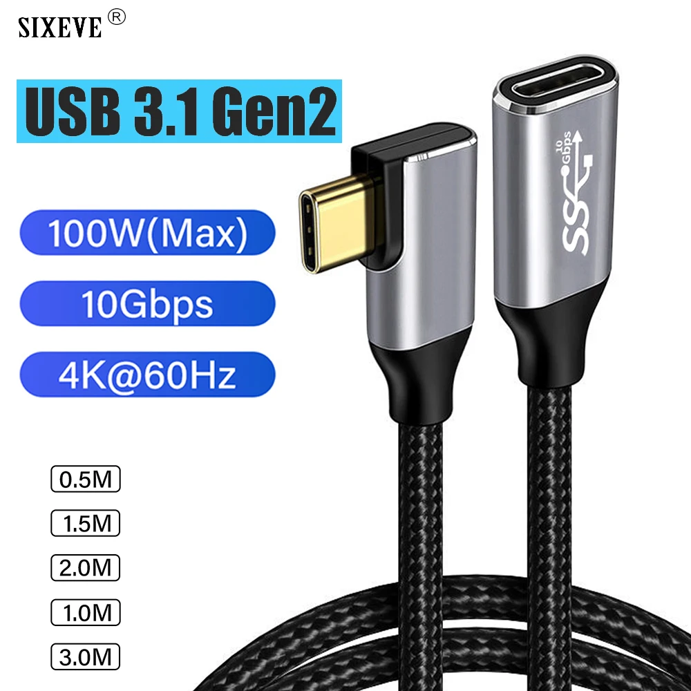 USB 3.1 Gen2 Type C Data Charger 4K HD Video Cable For Macbook Samsung Xiaomi mi 11 12 13 USBC Extended Cord 100W Male to Female