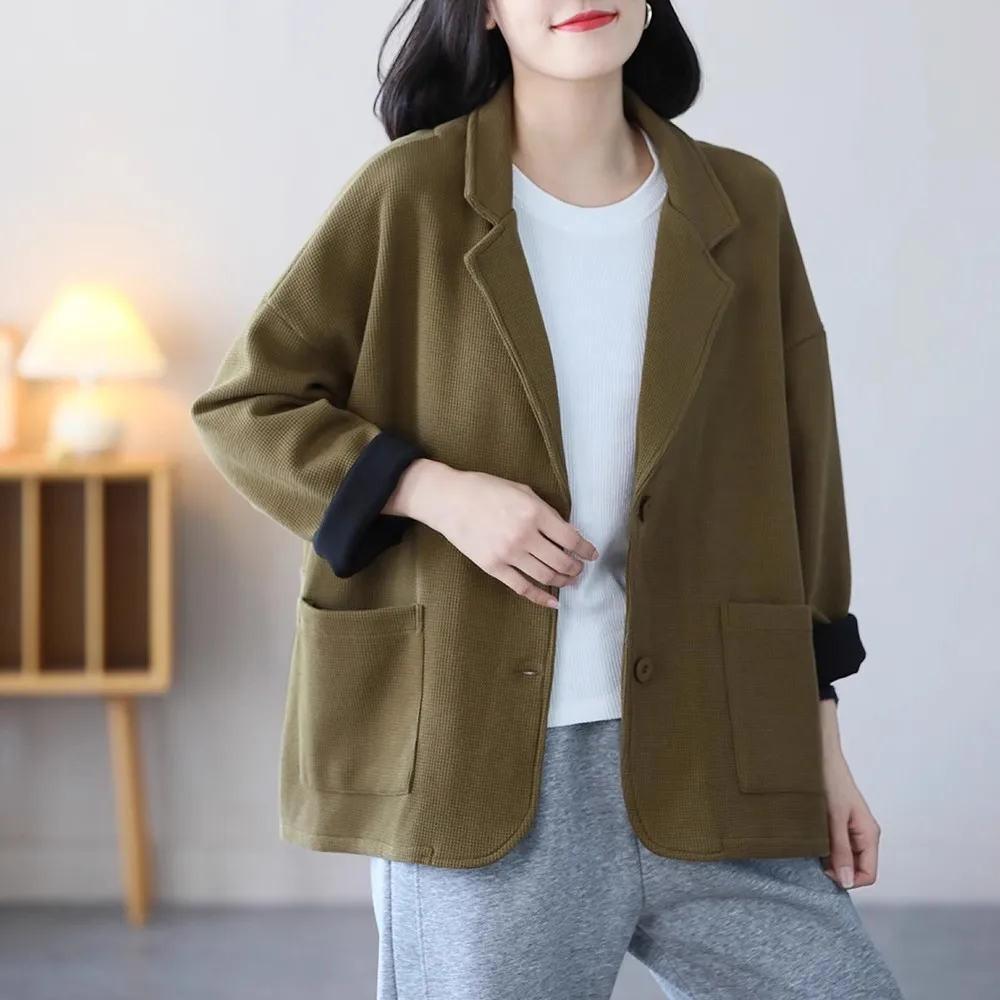 

Casual Pure Color Women's Jaet Spring 2025 New Loose Versatile Ele Sle Small Square Patterned Top