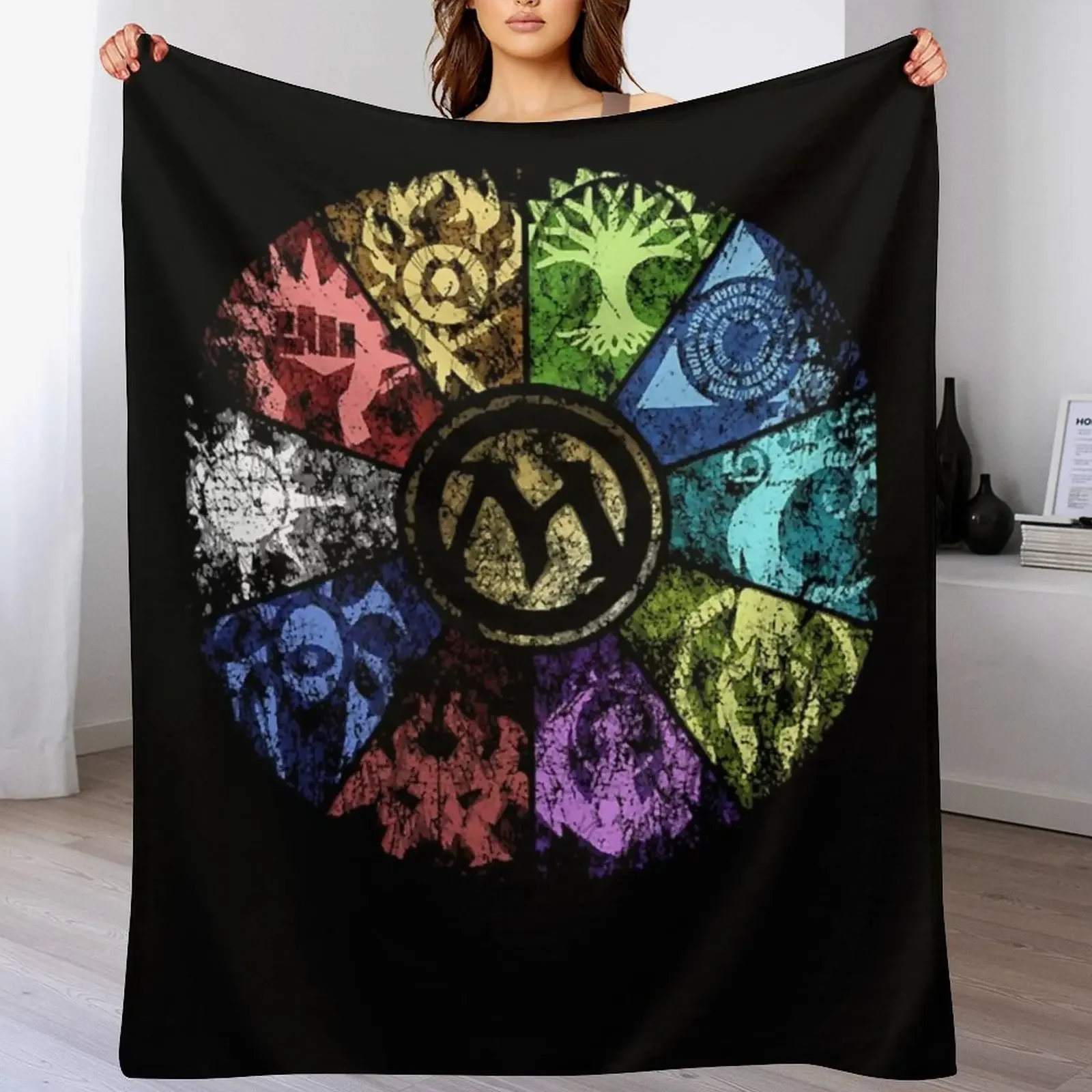 

MTG Faded Guild Wheel Throw Blanket Decorative Throw Luxury Luxury Throw Moving Blankets