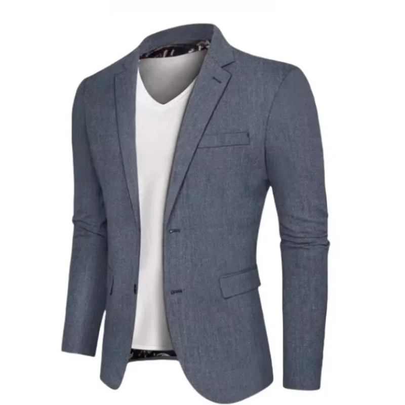 

"Men's Casual Sport Blazer - Cotton Linen Blend Slim Fit Jacket, 2-Button Lapel Coat for Business & Wedding | Lightweight