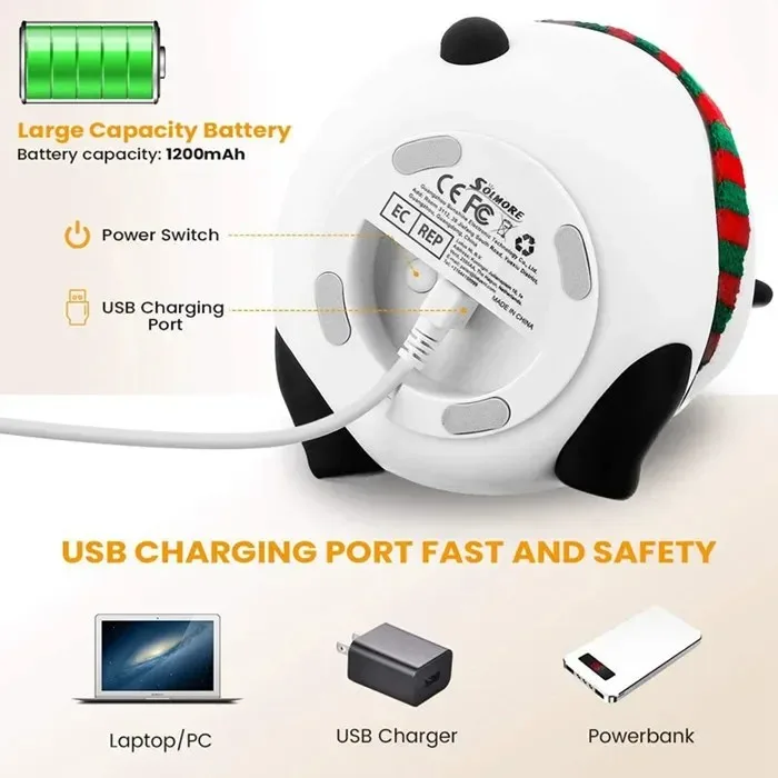 ضوء الباندا الأحمر القابل لإعادة الشحن من السيليكون بدرجة الطعام من النوع C يحمي الرضع والأطفال الصغار مع ضوء متعدد الألوان