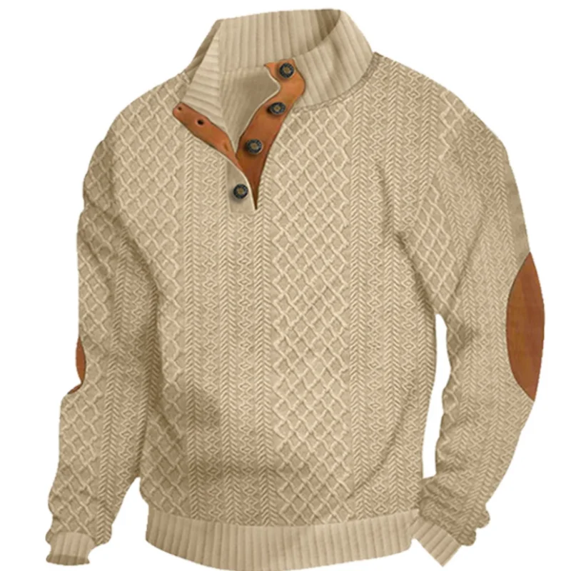 Осень-зима, мужская жаккардовая вязаная толстовка с длинными рукавами, повседневная толстовка с воротником-стойкой, евро 5XL, уличная мужская одежда B0059