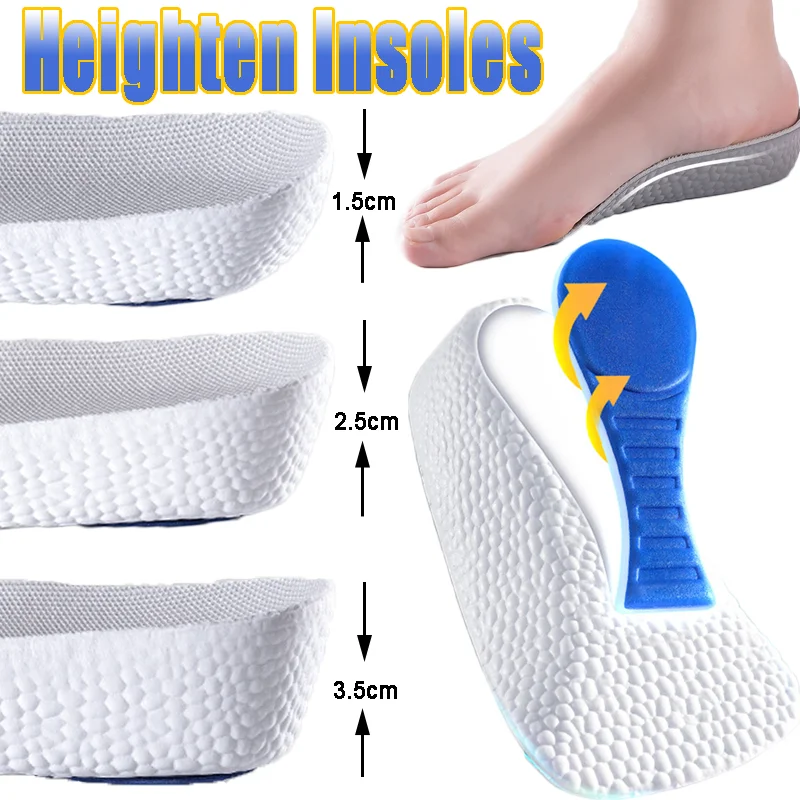 1.5-3.5cm Height Increase Half Insoles for Men Women Elevator Shoes Cushion Unisex Sports Heel Lifting Insert Heighten Insoles