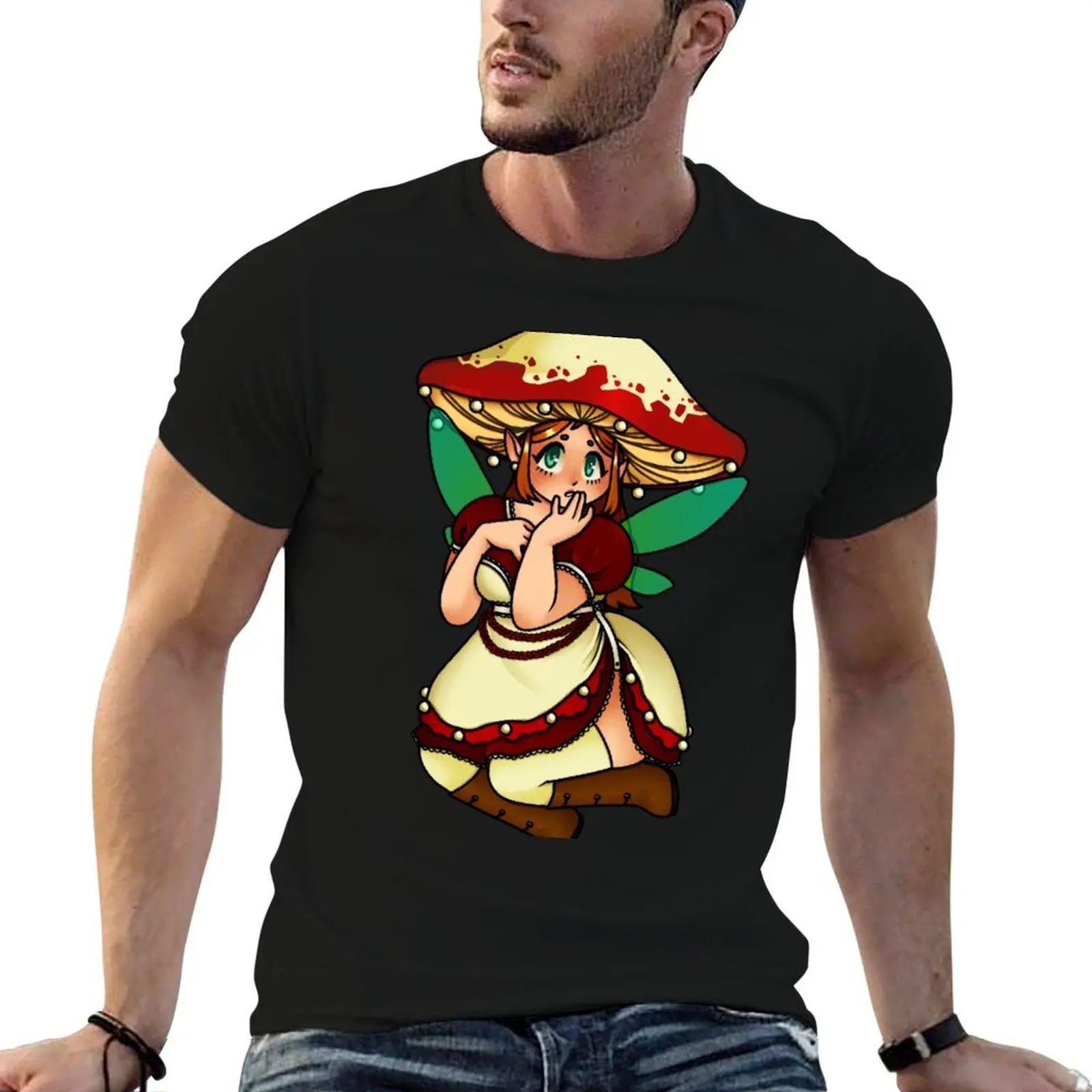 

mushroom fairy T-Shirt t shirts for man pack cotton man t shirt graphic t shirts for man pack white T-shirt