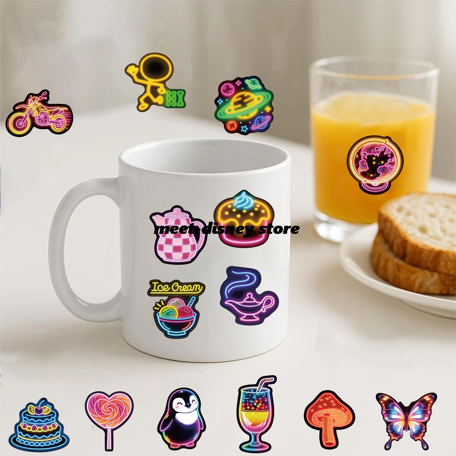 60PCS Funny Light Stickers Skateboard Paper Decoration Harajuku Creative Fun Bicycle Aesthetic Fashion Chambre Wall Painting