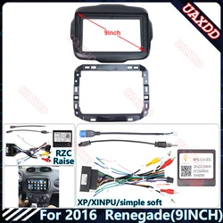 For jeep 2016 Renegade 9INCH Car Radio Android Stereo audio screen multimedia video player navigation cables Harness frame
