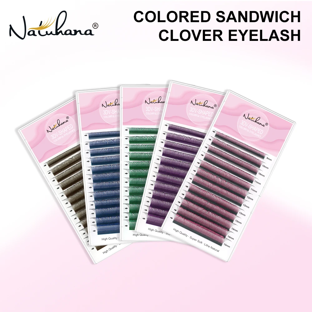 

NATUHANA 3DW Shape Eyelashes Extension Colorful W Shape Premade Volume Fan Fake Eyelashes Natural Look Lashes Makeup Tools