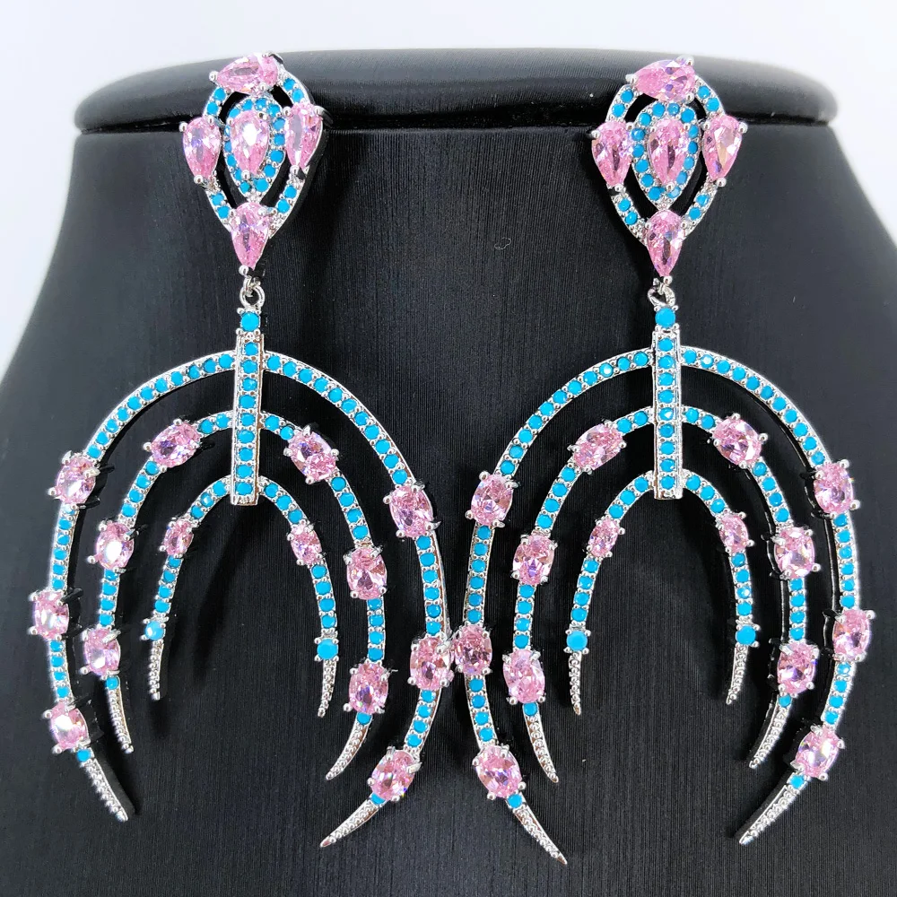 

Missvikki Luxury Purple Earrings Crossover Circle Micro CZ Women Wedding Bridal Party Engagement Earrings Jewelry Party Gift