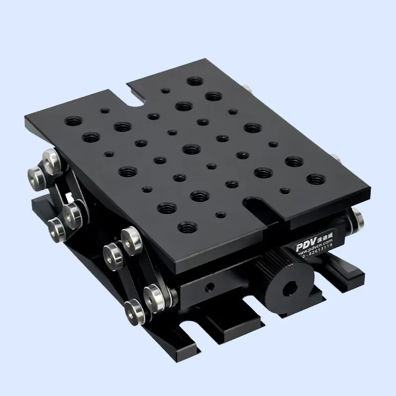 The top and bottom have various-sized threaded holes and installation slots. The Z-axis manual precision lifting platform SD415