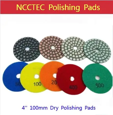 4'' Diamond Resin Dry Polishing Grinding Pads Sheets 100mm Marble Granite Floor Diamond Refurbished Pads Grit #30 - #3000