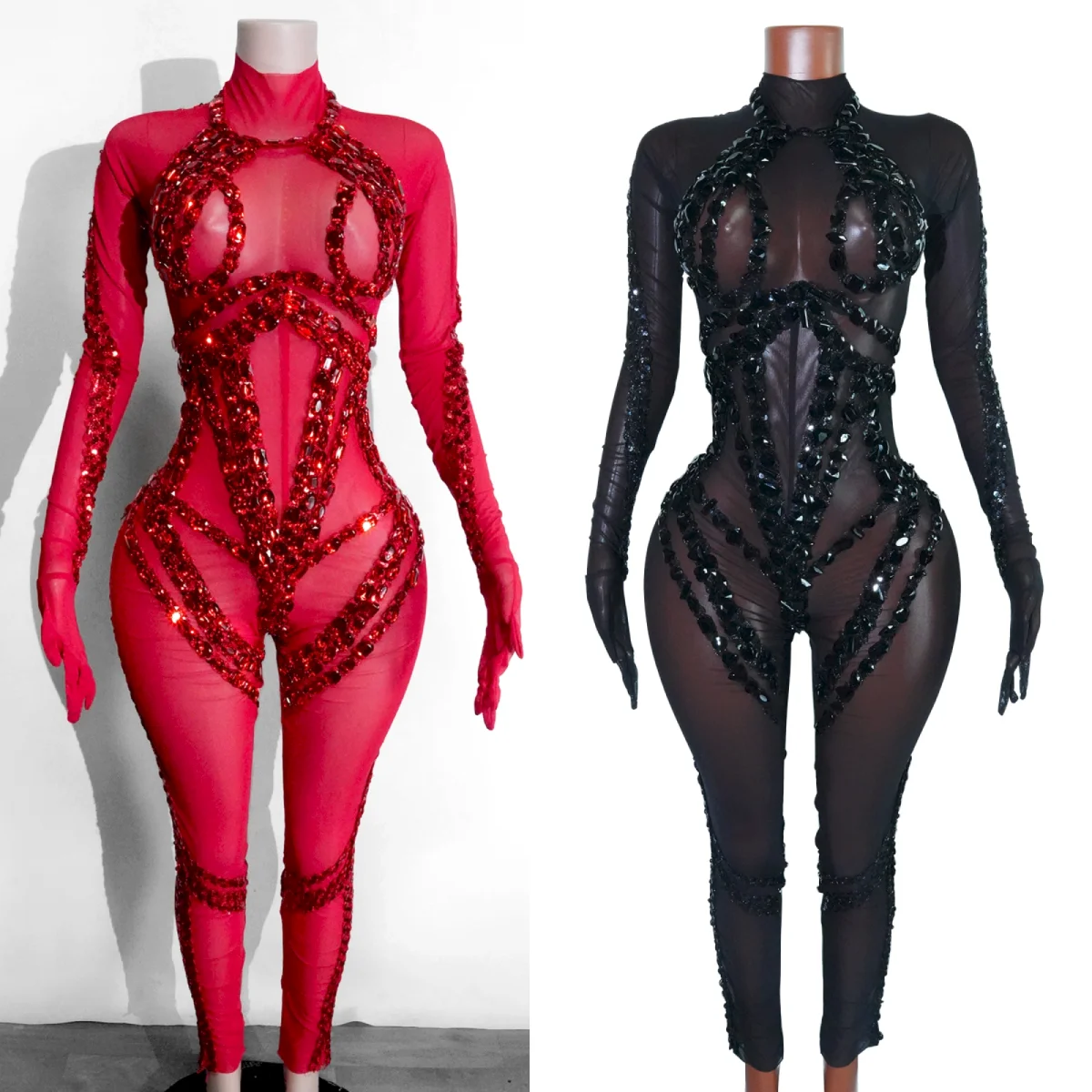 

Sexy Mesh Sheer Black rhinestone Bodysuit go Singer Dancer Show Stage Outfit Celebrate Party Night Club Performance Drag Queen
