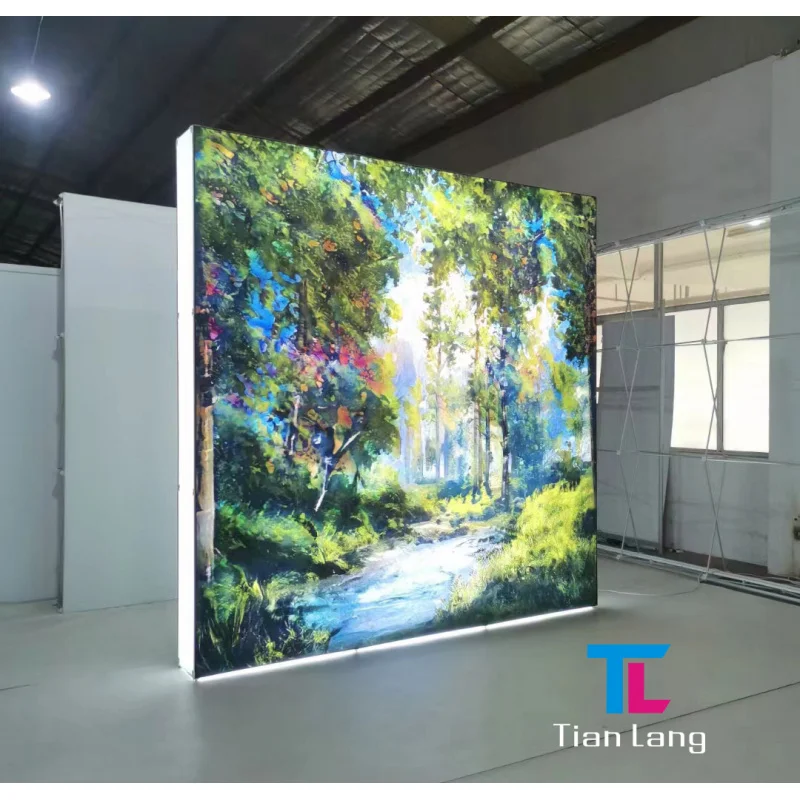 Custom.Fast إعداد مخصص الإعلان تعزيز النسيج الألومنيوم خلفية معرض كشك الخلفية مضاءة 10x10 يصل العرض #2