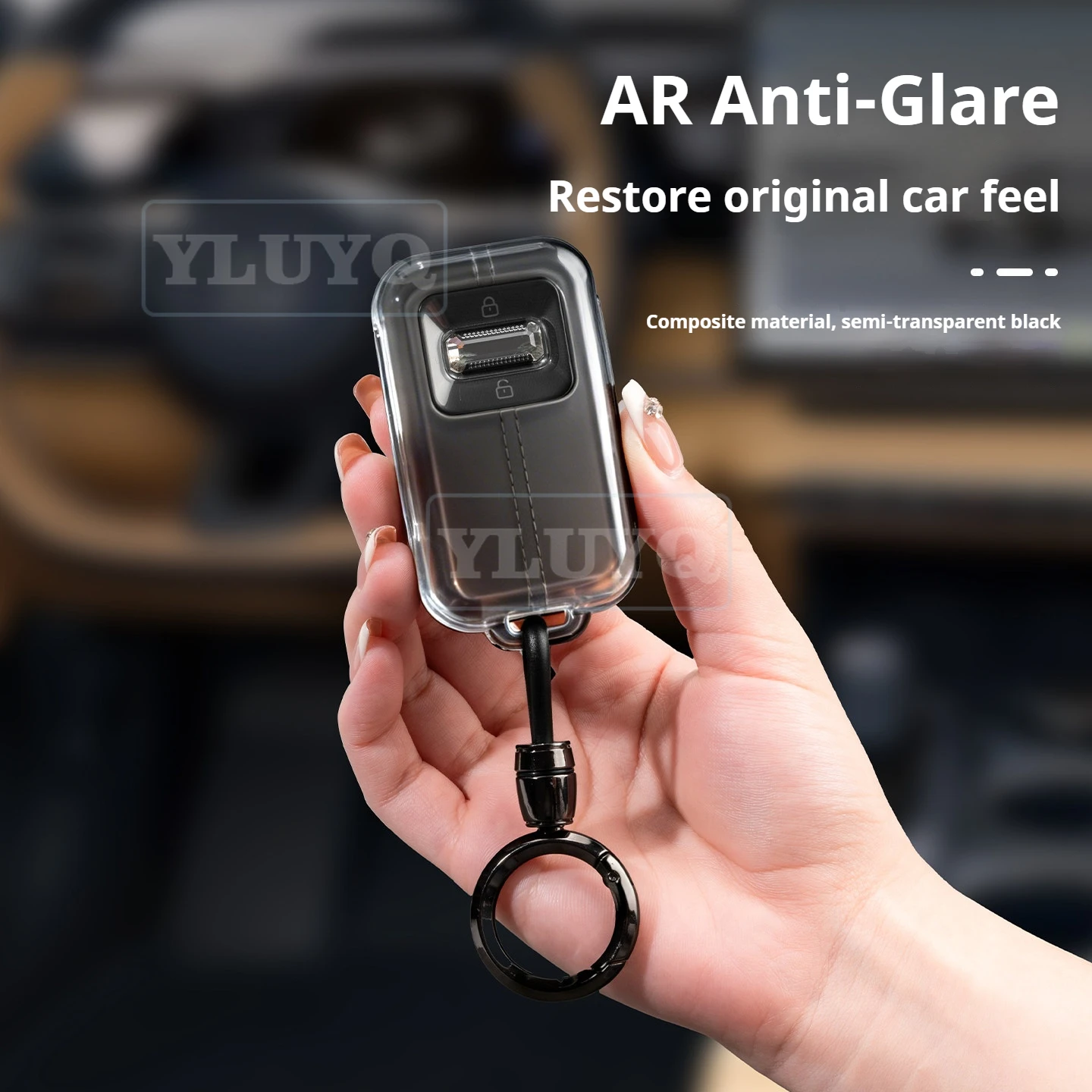 For 2026 ZEEKR 001 TPU Key Case Black Key Protection Cover Scratch-Resistant Shell Buckle Ring Car Interior Accessory