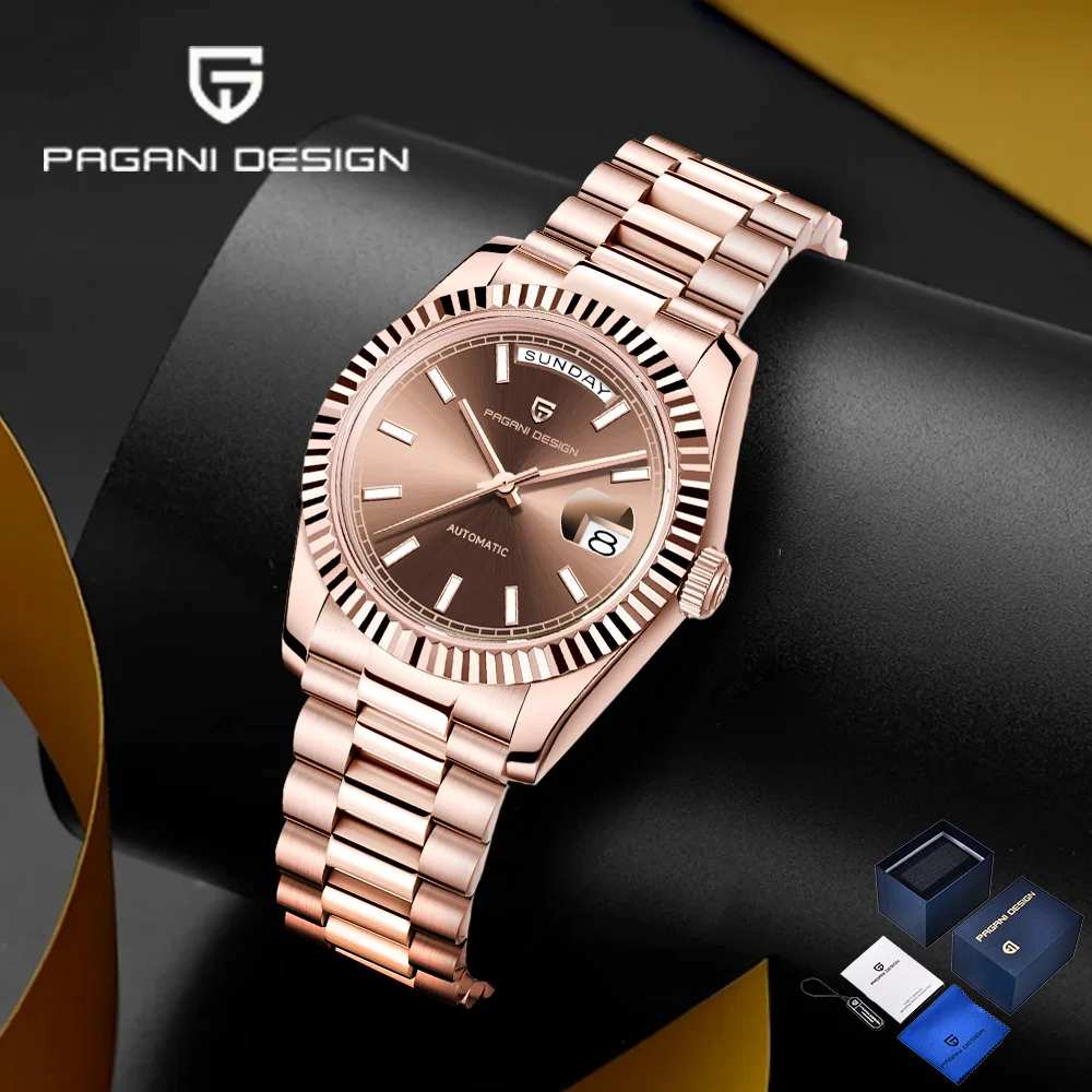 2026 Pagani design DD36 men's mechanical Watch Rose gold Coffee color luxury Automatic Watch Men's Ar Sapphire 10BAR Men's Gift