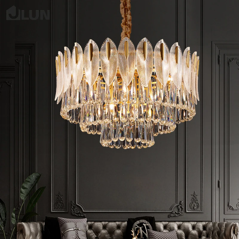 

Postmodern Light Luxury Crystal Chandelier Home Living Room Dining Room Bedroom Round Chandelier Designer New Lamps ByJLUN Store