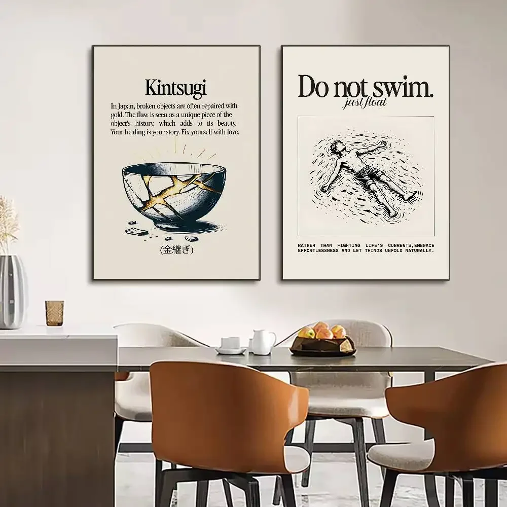 Home Decor Life Attitude Quotes Poster HD Art Sticky Wall Waterproof Home Living Room Bedroom Bar Aesthetic Decoration