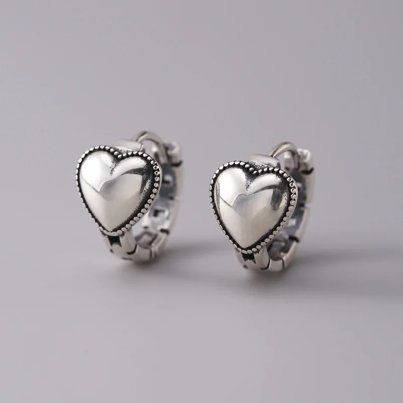 Geschmeidige Vielseitige Ketten-Ohrringe Retro 925 Sterling Silber Schmuck Personalisierte Pfirsichherz-Ohrringe 3800