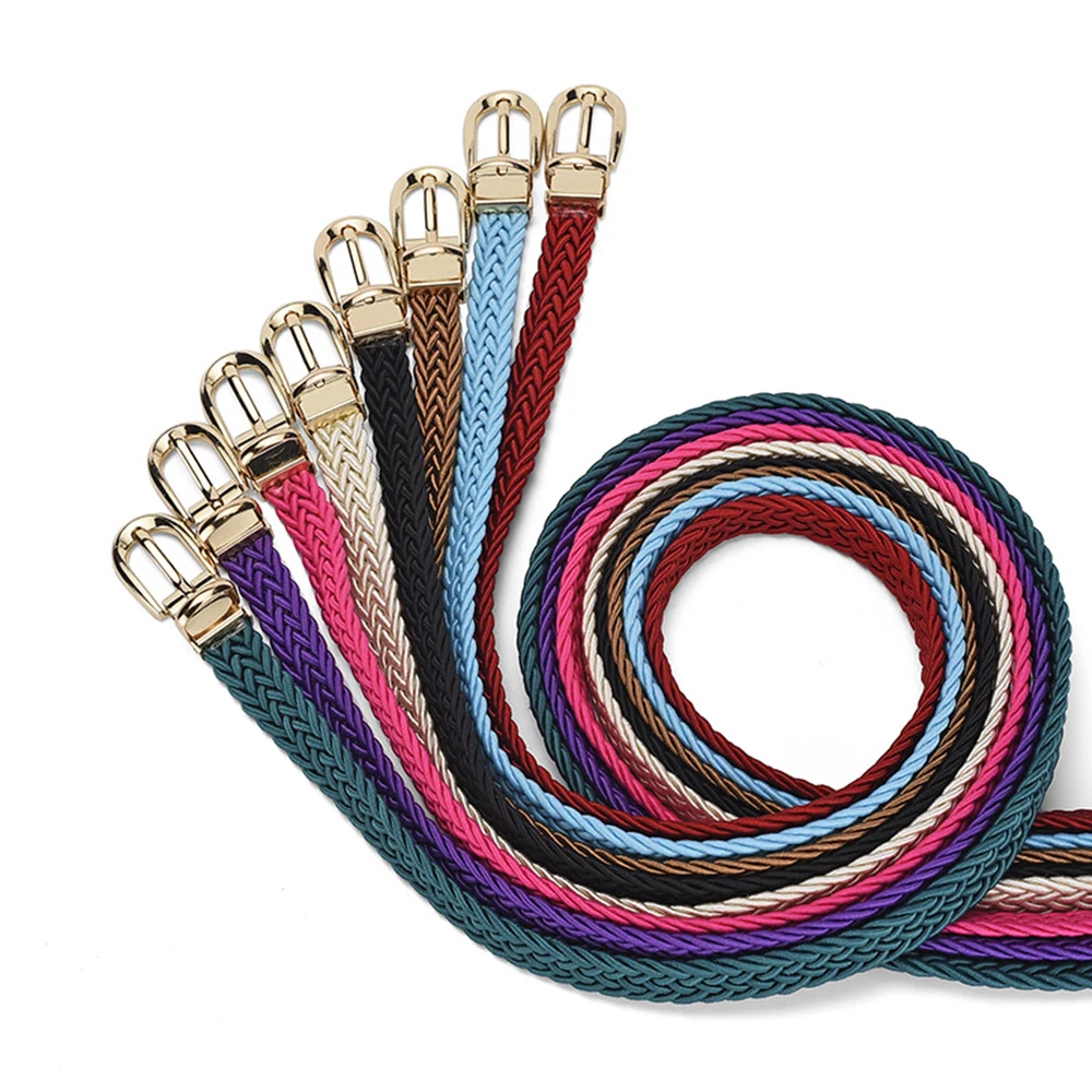 Ceinture tressée en cuir PU pour femme, tissage élastique, ceinture de taille unisexe, jean fin, poignées de robe, structure à broche en alliage amovible, mode