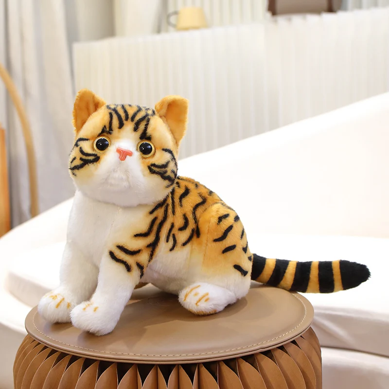 

26CM Lifelike Cats Plush Toy Simulation American Shorthair Cat Stuffed Doll Soft Baby Kids Pet Toys Home Decor