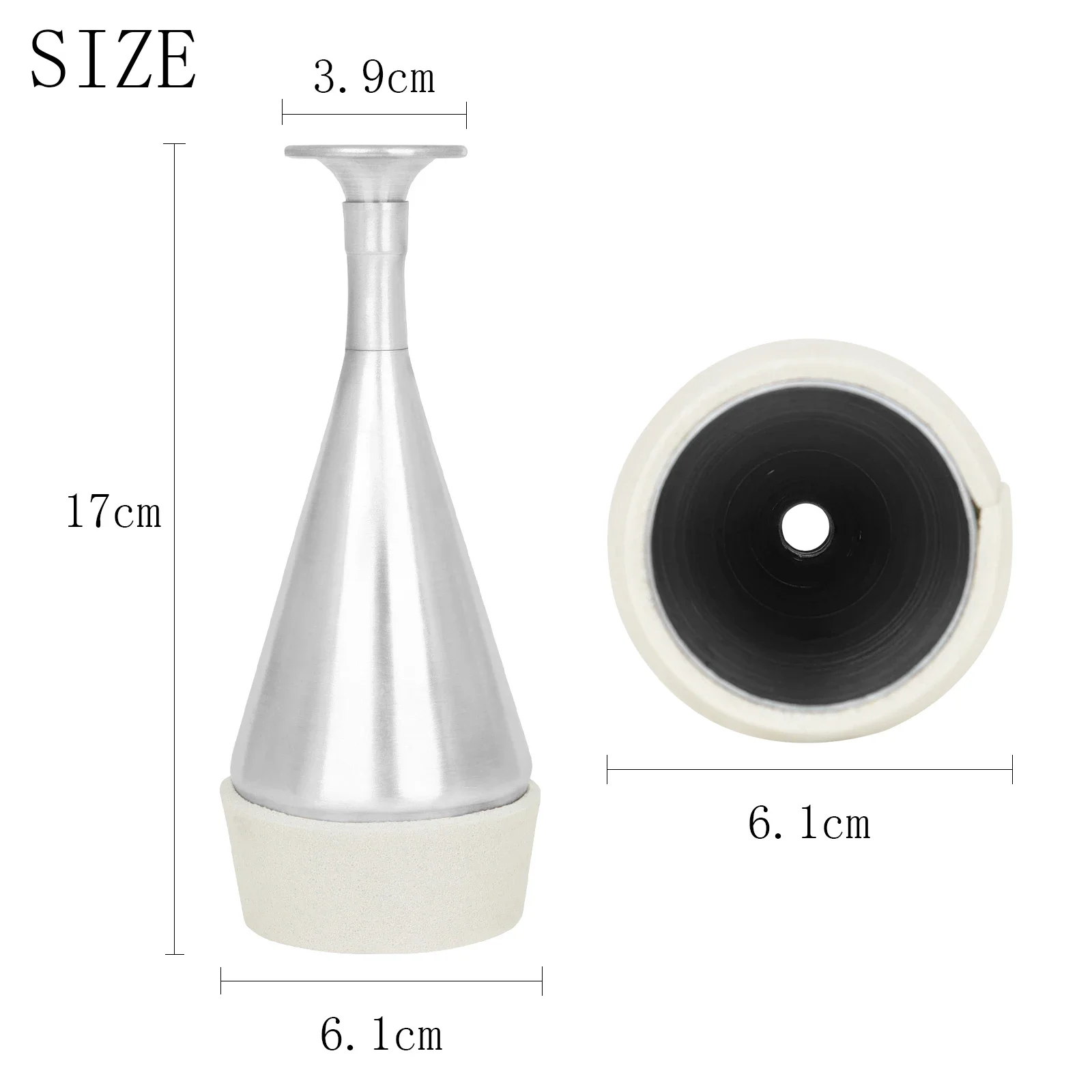 French Horn Mute Aluminum Silver Straight Mute with Shock Absorber Performance Mute  Brass Instrument Accessory
