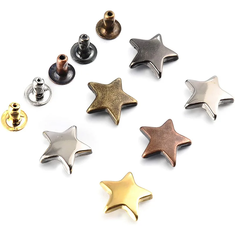 200Sets Gun Metal Star Rivets for Leather Star Rivet Studs Garment Rivets Leather Rivets Studs and Spikes for Leather Craft DIY