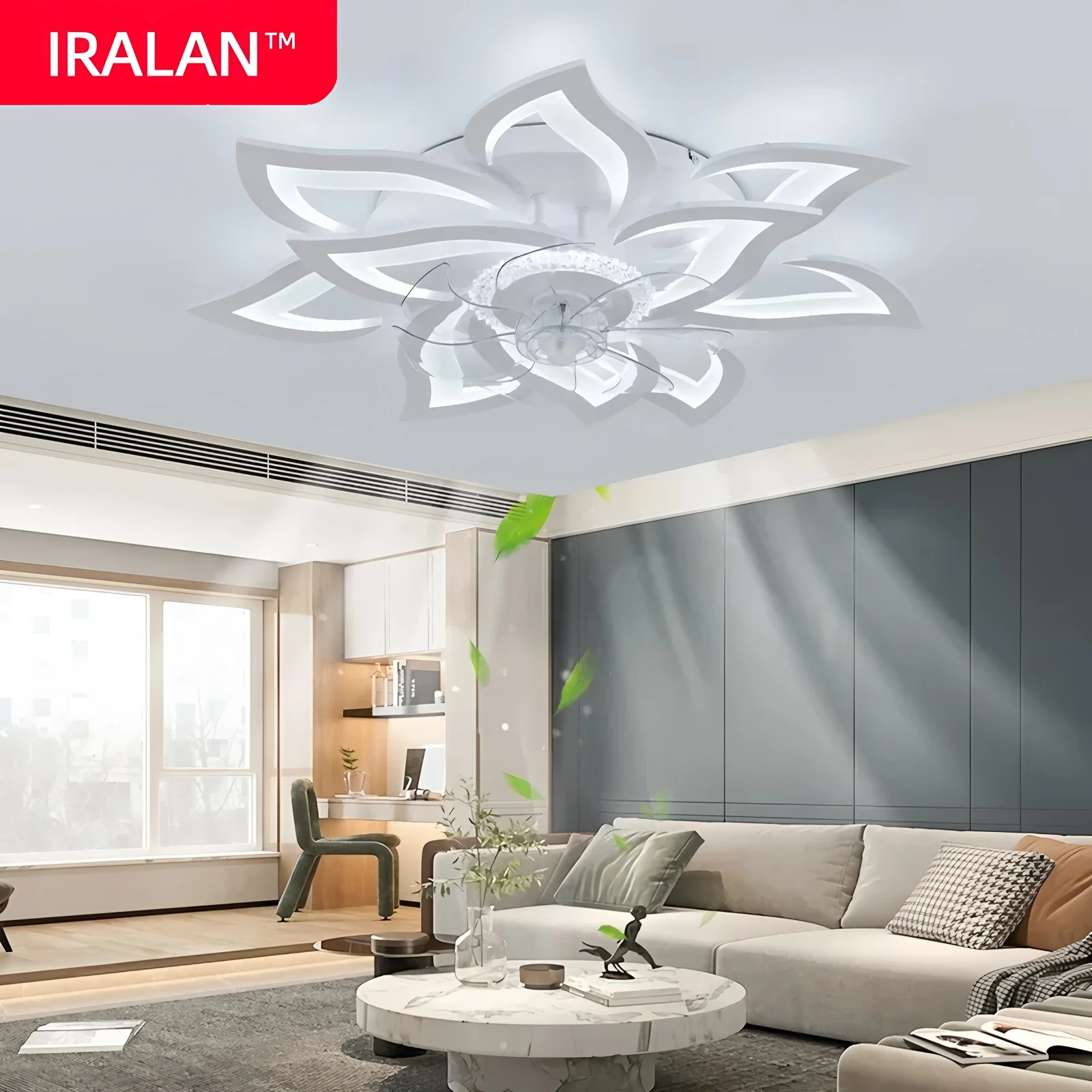 Lampada da soffitto Ventilatore Ventilatore da soffitto moderno con telecomando leggero e app Lampadario da soffitto a LED dimmerabile Luce per soggiorno camera da letto