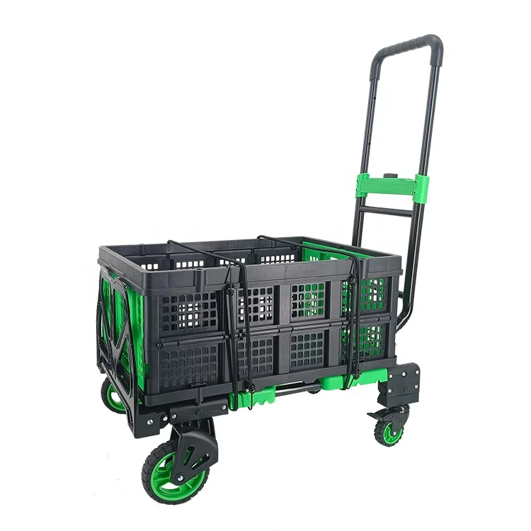 330lbs Portable Hand Truck Four Wheels Foldable Multifunctional Hand Cart 150kgs Heavy Duty Easy Carry Folding Flatbed Trolley