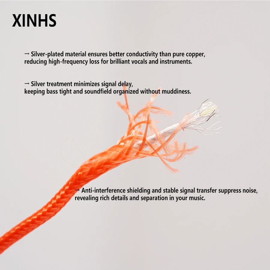 XINHS M05 Orange Soda 4-core Silver-plated Copper Dual-shielded HiFi Headphone Upgrade Cable 0.78mm 2PIN/MMCX image 3