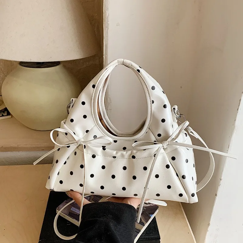 

Polka Dot Handbag Women's New Spring and Summer Fashion Temperament Commuter Shoulder Bag Niche Messenger Red Wedding Handbag