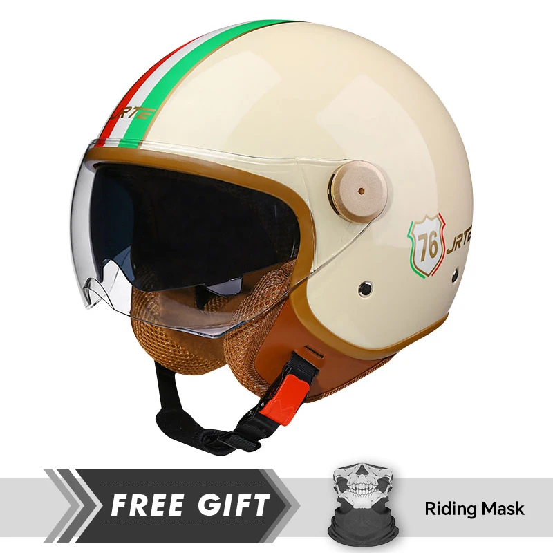 

Adult Men Women Retro 3/4 Open Face Motorcycle Helmet Lightweight Vintage Jet Helmet Scooter Curiser Chopper DOT ECE Approved