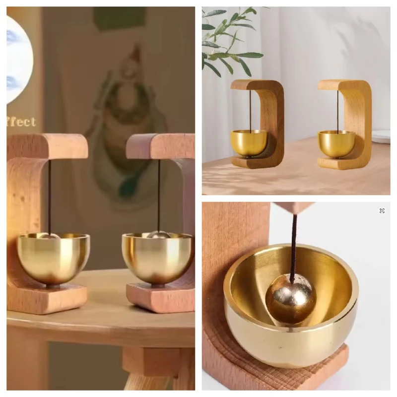 Solid Wood Doorbell, Magnetic Brass Wind Chime, Wireless Ringing, Entrance Doorbell Pendant, Home Decoration Halloween Gift