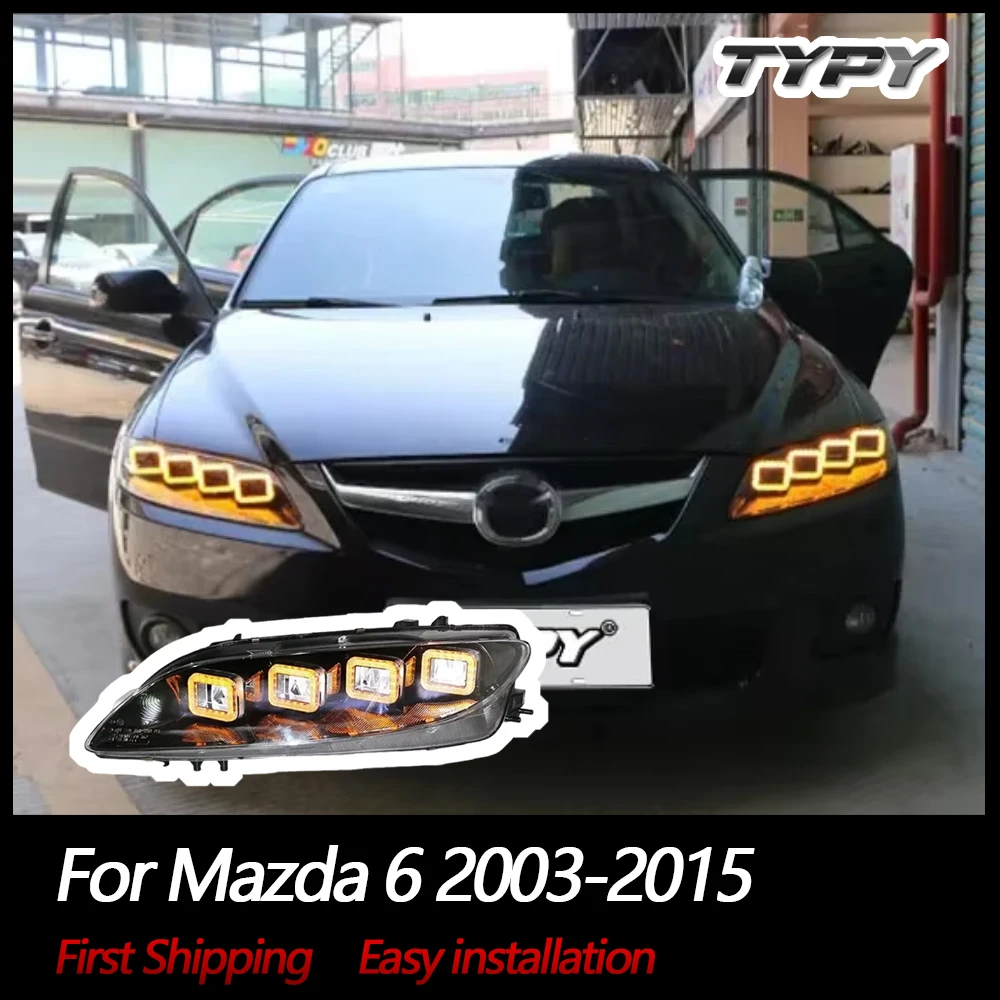 

TYPY Автомобильные фары для Mazda 6 2003-2015, светодиодные автомобильные лампы, обновление для Bugatti, полностью светодиодные автомобильные аксессуары Plug and Play