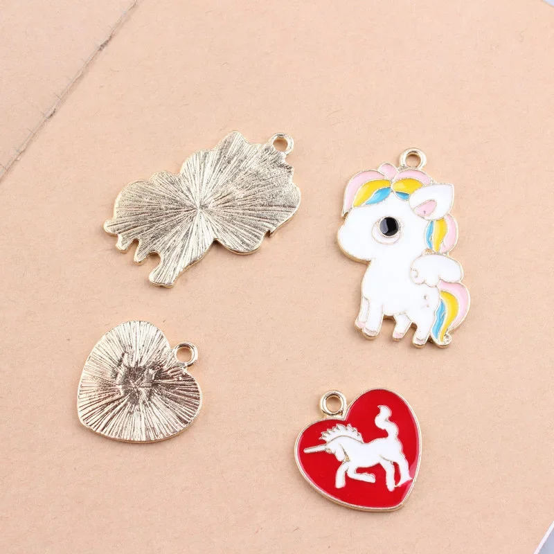 10pcs Zinc Alloy Horned Horse Pony Enamel Charms for DIY Jewelry Making Finding Accessories Dropshipping