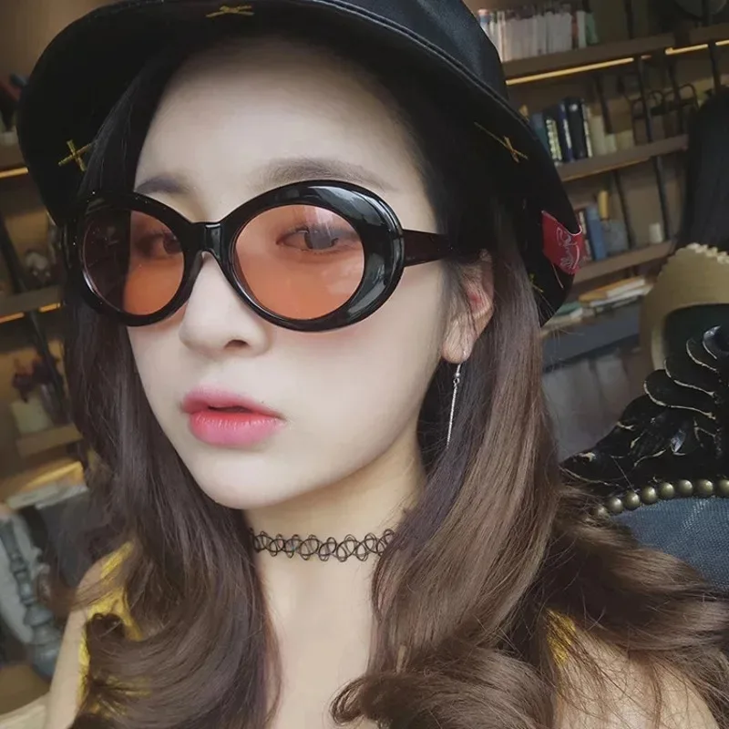 Punk Female Clout Goggles Kurt Cobain Eyeglasses Men Oval Sunglasses Women Unisex Hip Pop Sun Glasses Lady Oculos UV400 2024 New