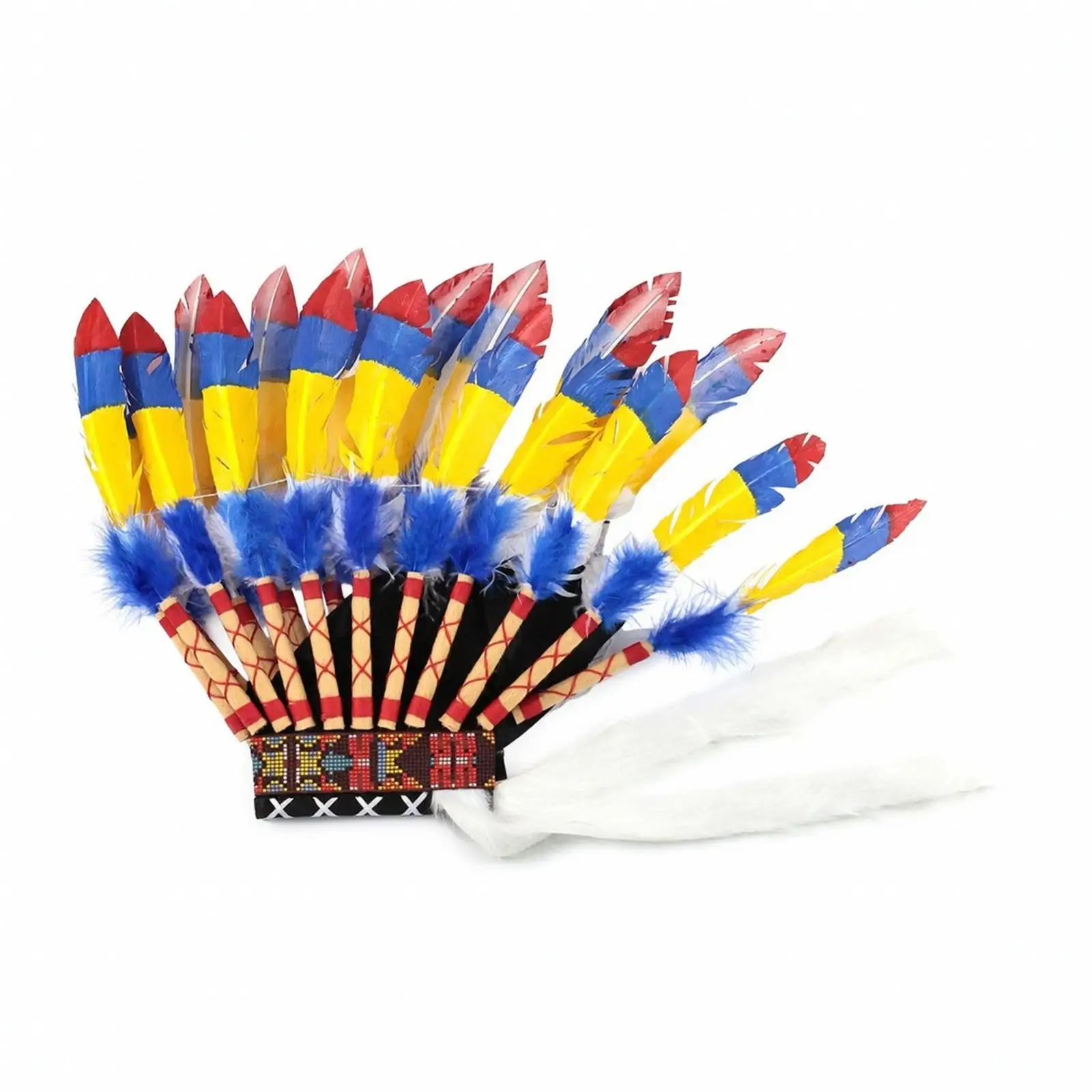 turkey-feather-indian-chief-headdress-with-intricate-beadwork-wide-band-for-halloween-party