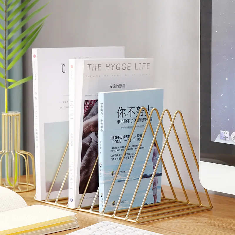 1pcs Nordic Minimalist Style Triangle Desktop Iron Wire Magazine Storage Rack Office Home Study File Organizer Dropshipping