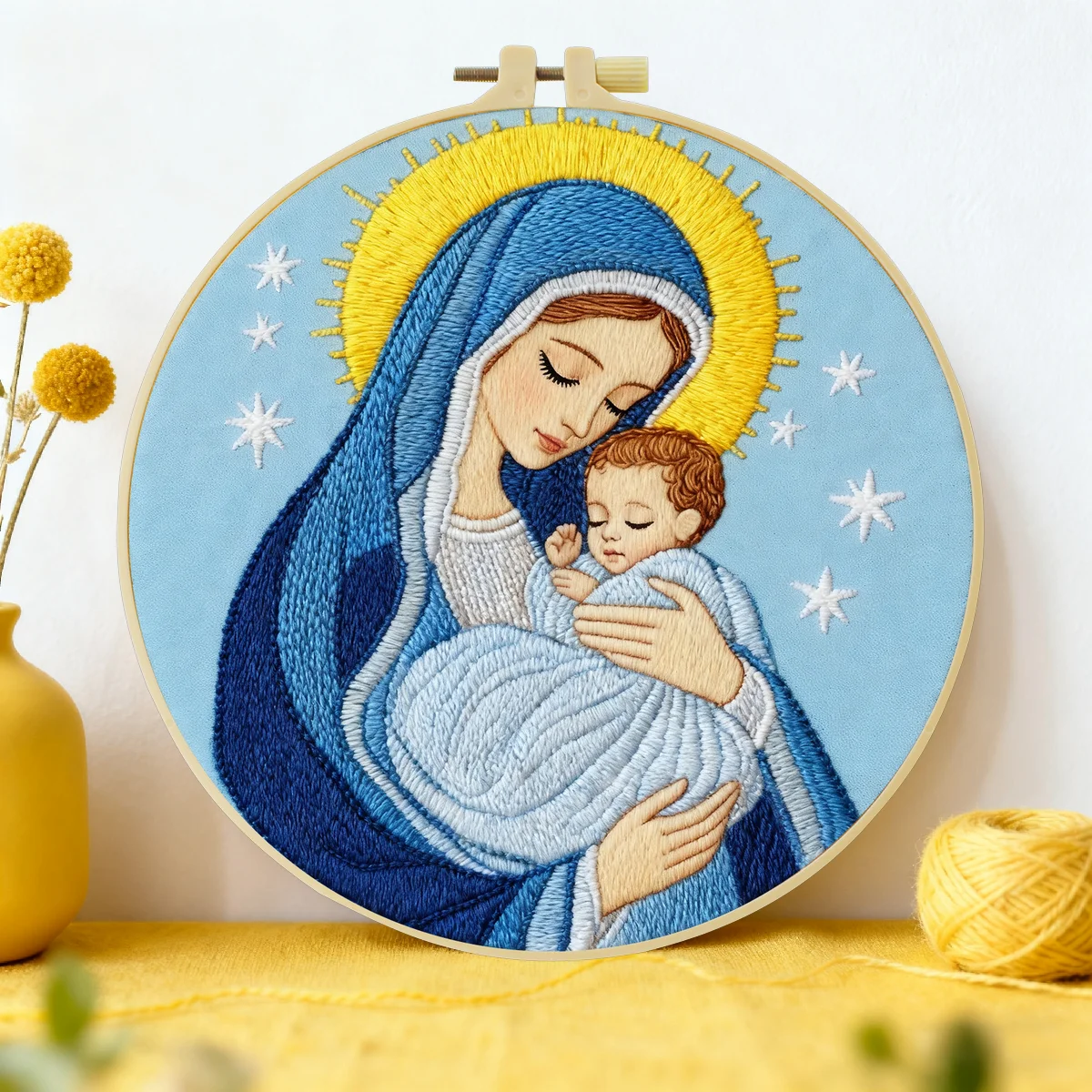 1 Stück 20X20CM/15X15CM 7,87/6,3 Zoll Religiöses Stickerei-Starter-Kit DIY-Set DIY-Stickerei-Set Handarbeit Nadelkunst – Detail 4